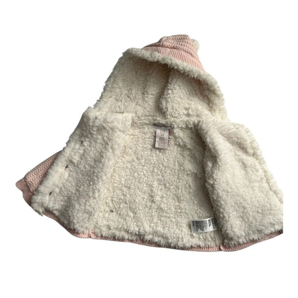Tommy Bahama Sweater Jacket Size 3-6M Pink Herringbone Sherpa Lined Bunny Ears - Picture 6 of 10